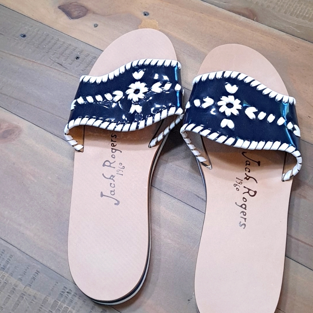 Jack Rogers navy blue slide rubber sole 6